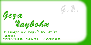 geza maybohm business card